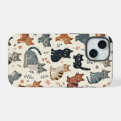 Mobiele telefoon hoesje met kattenillustratie iPhone 15 case (Achterkant horizontaal)