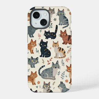 Mobiele telefoon hoesje met kattenillustratie iPhone 15 case