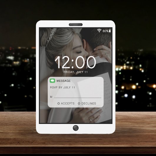 Mobiele Telefoon Lock Scherm Foto bruiloft RSVP Kaartje