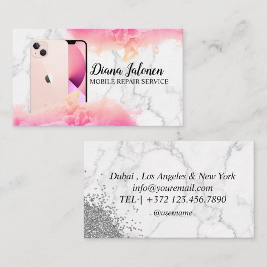 Mobiele telefoon Mobiele Reparatie Service Zwart M Visitekaartje (Voorkant / Achterkant)