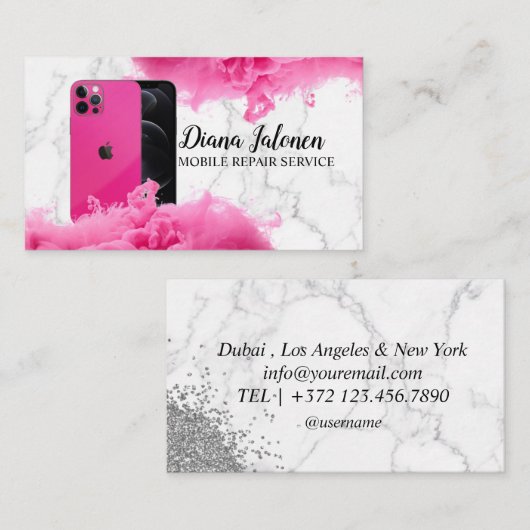 Mobiele telefoon Mobiele Reparatie Service Zwart M Visitekaartje (Voorkant / Achterkant)