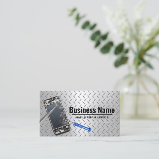 Mobiele Telefoon Reparatie Service Professional Visitekaartje (Staand voorkant)