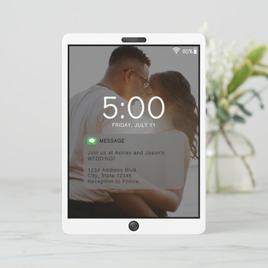 Mobiele telefoon vergrendelen scherm bruiloft kaart (Staand voorkant)