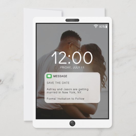 Mobiele telefoon vergrendelen scherm bruiloft save the date (Voorkant)