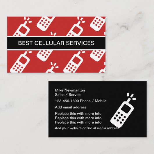 Mobiele telefooncellulaire service visitekaartje (Voorkant / Achterkant)