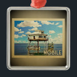 Mobiele versiering van de reis van Alabama Vintage Metalen Ornament<br><div class="desc">Een coole  vormgeving voor mobiele versiering met een boot gestopt op de baai.</div>