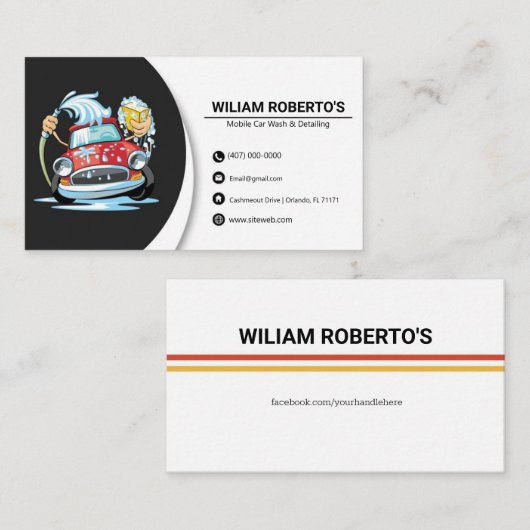 Mobiele Visitekaartjes voor het wassen van auto's (Voorkant / Achterkant)