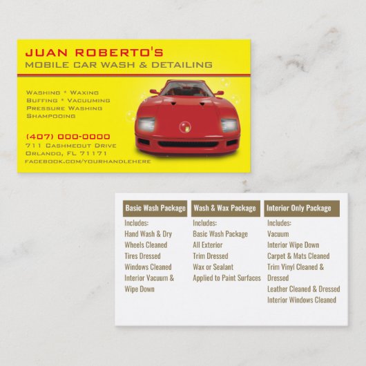 Mobiele wasmachine met informatie over de druk in  visitekaartje (Voorkant / Achterkant)