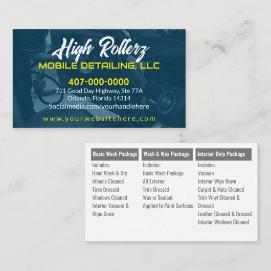 Mobiele wasmachine met informatie over de druk in  visitekaartje (Voorkant / Achterkant)