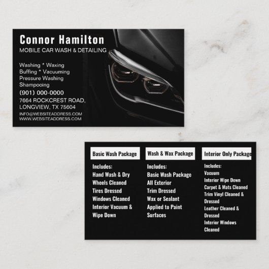 Mobiele wasmachine met informatie over het wassen  visitekaartje (Voorkant / Achterkant)