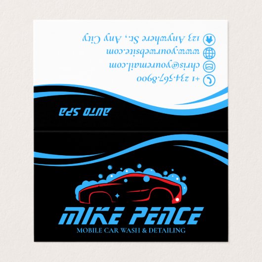 Mobiele wasmachine met informatie over het wassen visitekaartje (Buitenkant ongevouwen)