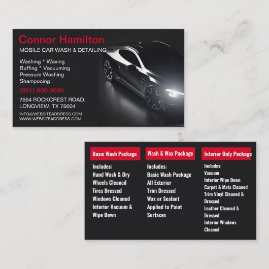 Mobiele wasmachine met informatie over het wassen  visitekaartje (Voorkant / Achterkant)