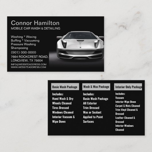 Mobiele wasmachine met informatie over het wassen  visitekaartje (Voorkant / Achterkant)