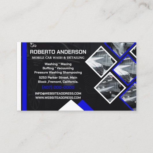 Mobiele wasmachine met informatie over het wassen  visitekaartje (Voorkant)