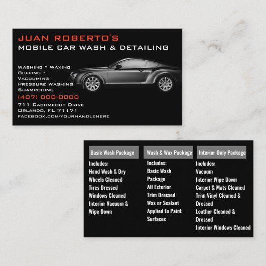 Mobiele wasmachine met informatie over het wassen  visitekaartje (Voorkant / Achterkant)