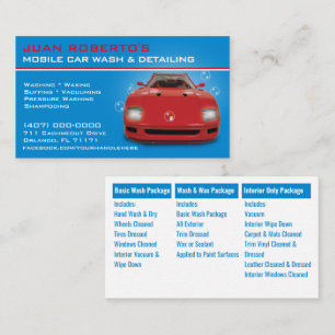 Mobiele wasmachine met informatie over het wassen visitekaartje