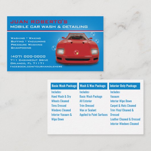Mobiele wasmachine met informatie over het wassen visitekaartje (Voorkant / Achterkant)