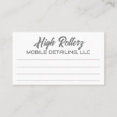 Mobiele wasmachine met informatie over het wassen  visitekaartje (Achterkant)