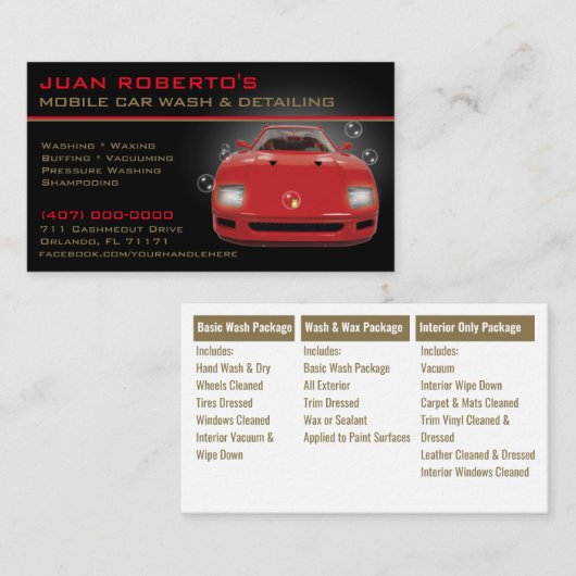 Mobiele wasmachine met informatie over het wassen  visitekaartje (Voorkant / Achterkant)