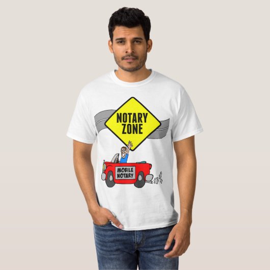 Mobiele zone Yellow Road Sign Red Sportauto T-shirt (Voorkant volledig)
