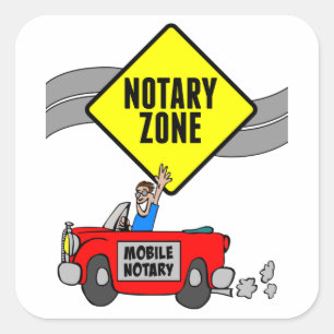 Mobiele zone Yellow Road Sign Red Sportauto Vierkante Sticker
