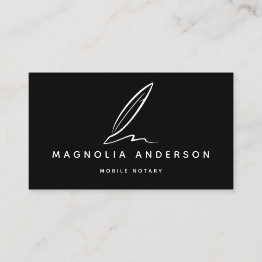 Mobiele zwarte quill QR-code Visitekaartje (Voorkant)