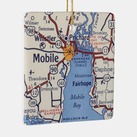 Mobile AL  Map Keramisch Ornament (Rechts)