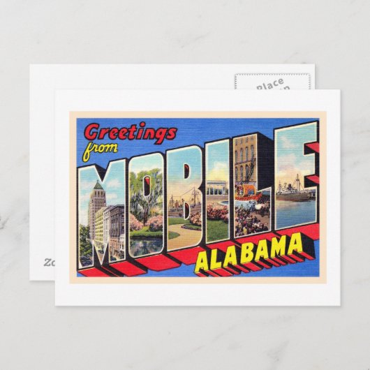 Mobile Alabama AL  groot Briefkaart 1 (Voorkant / Achterkant)