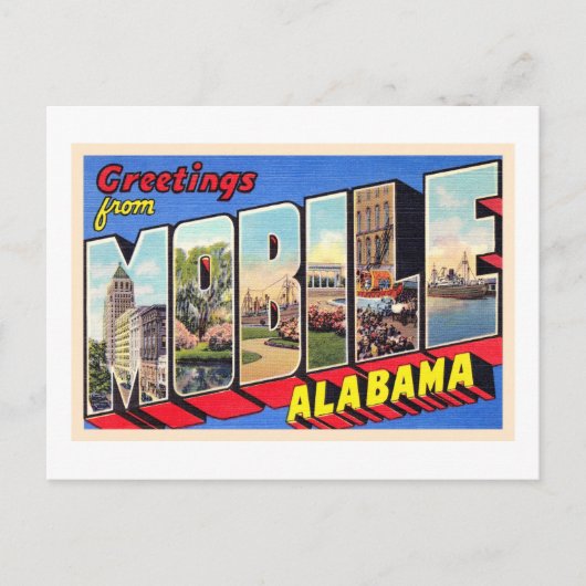 Mobile Alabama AL groot Briefkaart 1 (Voorkant)