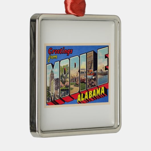 Mobile Alabama AL groot Briefkaart 1 Metalen Ornament (Rechts)