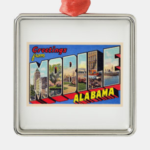 Mobile Alabama AL  groot Briefkaart 1 Metalen Ornament