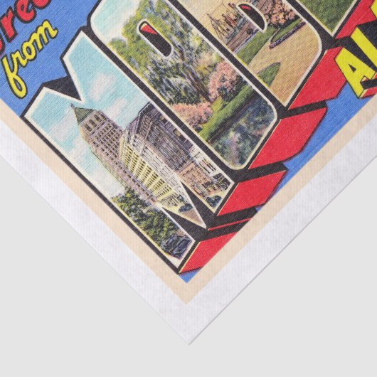 Mobile Alabama AL groot Briefkaart 1 Tissuepapier (Detail)