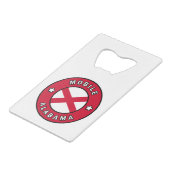 Mobile Alabama Creditkaart Flessenopener (Voorkant Gekanteld)