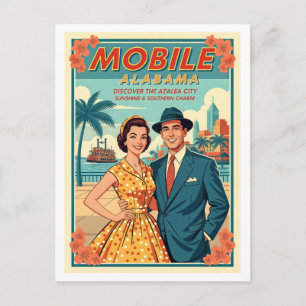 Mobile, Alabama Herinneringen – Retro jaren 50 Briefkaart
