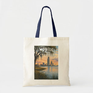 Mobile Alabama Illustratie Reis Kunst Vintage Tote Bag