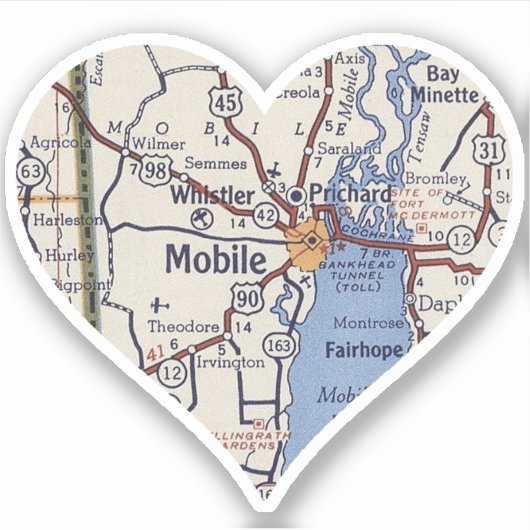 Mobile Alabama  Map Sticker (Voorkant)