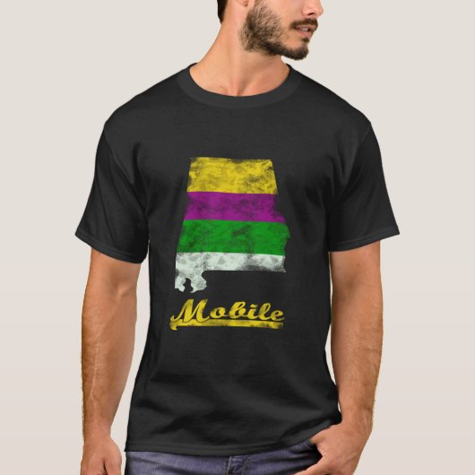 Mobile Alabama Mardi Gras Fat Dinsdag Festive Cele T-shirt (Voorkant)