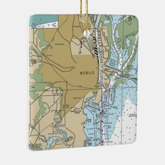 Mobile Alabama Nautical Chart Keramisch Ornament (Rechts)