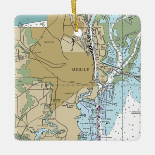Mobile Alabama Nautical Chart Keramisch Ornament (Voorkant)