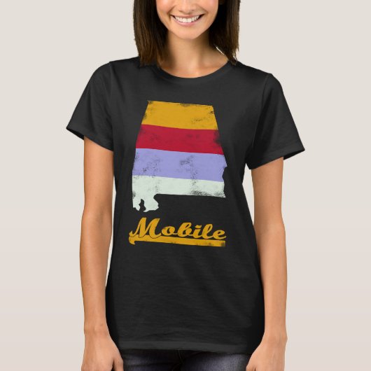 Mobile Alabama Retro  Styled 70's 80's Zuid T-shirt (Voorkant)