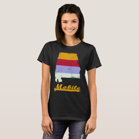 Mobile Alabama Retro  Styled 70's 80's Zuid T-shirt (Voorkant volledig)