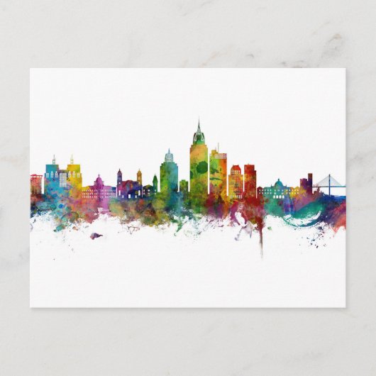Mobile Alabama Skyline Briefkaart (Voorkant)