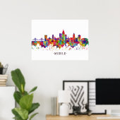 Mobile Alabama Skyline Poster (Thuiskantoor)