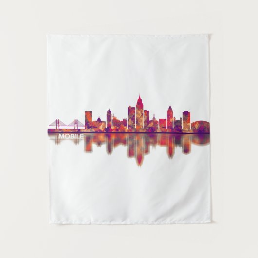 Mobile Alabama Skyline Wandkleed (Voorkant)