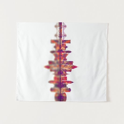 Mobile Alabama Skyline Wandkleed (Voorkant (horizontaal))