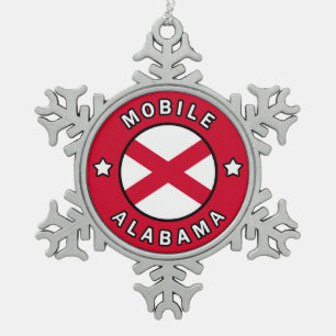 Mobile Alabama Tin Sneeuwvlok Ornament