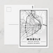 Mobile Alabama USA Travel City Map Briefkaart (Voorkant / Achterkant)