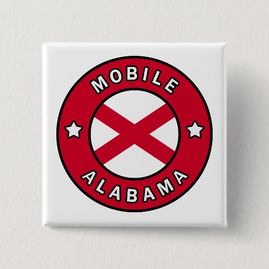 Mobile Alabama Vierkante Button 5,1 Cm (Voorkant)