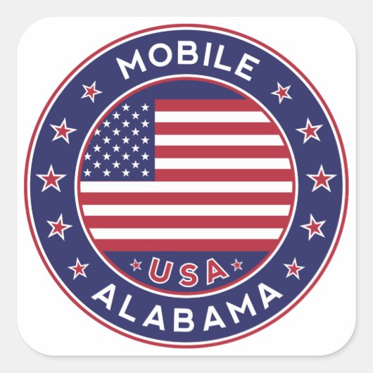 Mobile, Alabama Vierkante Sticker (Voorkant)