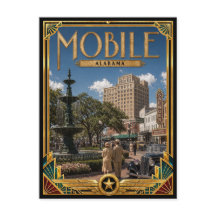 Mobile Alabama Vintage Art Deco Gouden Tijdperk